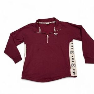 PINK Victoria's Secret Burgundy Quarter-Zip Sweatshirt